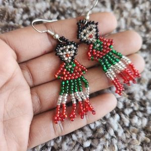 Mexican lady huichol handmade earrings